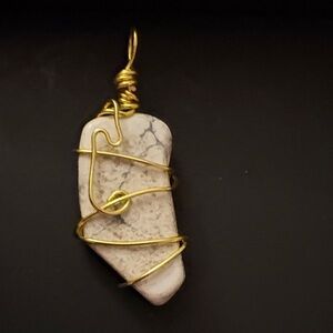 Gold Wire Wrapped Crystal Pendant